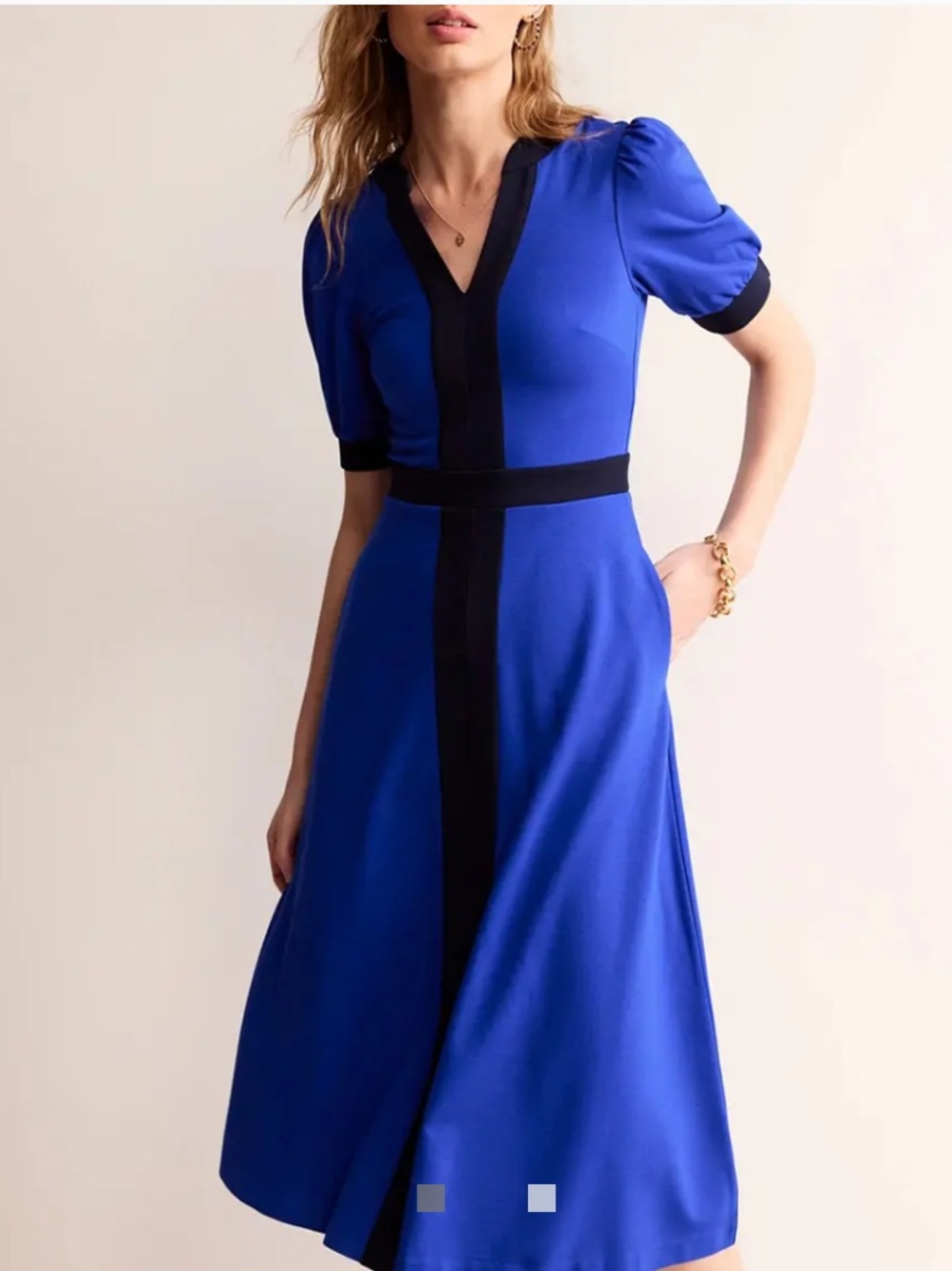 Boden Philippa Ponte Colorblock Midi Dress Cobalt Blue / Navy US 12 Regular